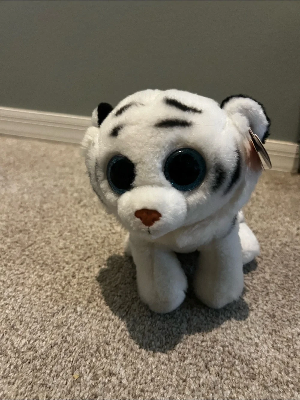 Ty Tundra Tiger Plush Cat Toy with Blue Eyes 12”